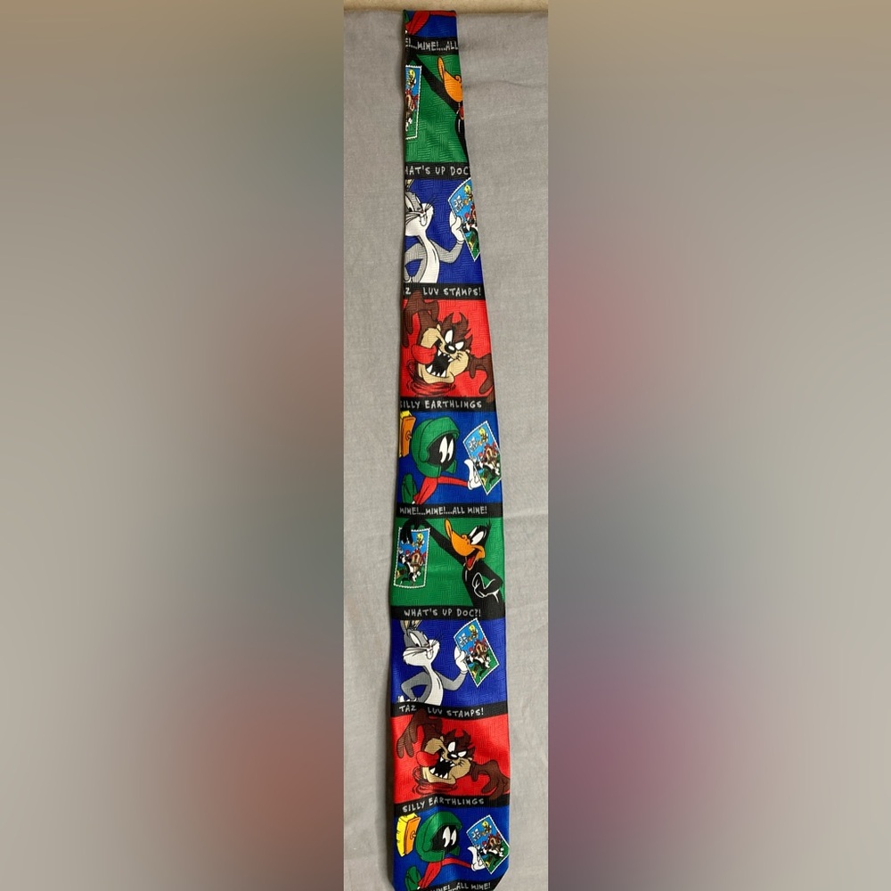 Vintage Looney Tunes Stamp Collection USPS Neck Tie Mens United States Postal